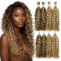 Rambut Manusia India Remy Bulk Single Drawn, Keriting Panjang, Bergelombang Alami, Basis Sutra, Densitas 100%, Panjang Dapat Disesuaikan, Semua Warna, Wig