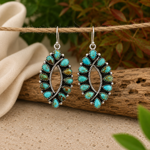 Boucles d'oreilles en turquoise, boucles d'oreilles en argent, bijoux en turquoise faits à la main pour femmes, style bohème sud-ouest, cadeau d'anniversaire - Product Image 2