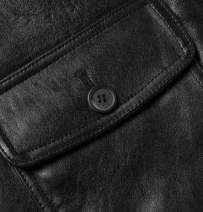 Plain High Street Men's <b>Gothic</b> Biker <b>Jacket</b> Punk Leather Coat Winter Eco-friendly Silver Skull Cross Hardware Slim Fit Stand - Product Image 6