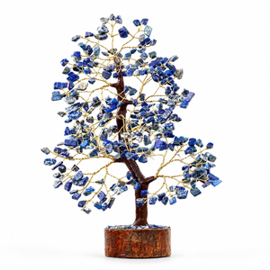 Figurine d'arbre en cristal bleu faite à la main, enroulée de fil, ornement de bureau en pierre, cadeau pour la maison ou le bureau, provenant du Maharashtra, forme irrégulière - Product Image 3