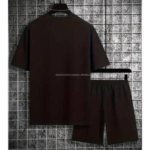 High Street Plus Size Men's Summer Breathable 2-Pcs Set <b>Short</b>-<b>Sleeve</b> T-<b>Shirt</b> & Drawstring Pocket <b>Shorts</b> From Pakistan - Product Image 6