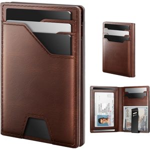 Premium Genuine Leather Men's <b>Wallet</b> with <b>RFID</b> <b>Blocking</b> Slim Front Pocket 15 Cards Capacity ID Window - Product Image 1