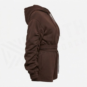 Sweat-shirt à capuche zippé pour femme, manches longues, couleur unie, décontracté, à porter au quotidien, 100% coton, tricoté, coupe classique, toutes saisons - Product Image 2