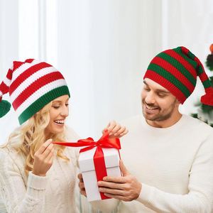 Unisex Striped Elf <b>Hat</b> with <b>Pom</b> <b>Pom</b>, Computer Knitted Winter Beanie <b>for</b> Adults - Product Image 3