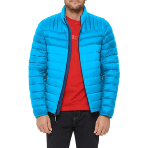 Chaqueta Unisex Acolchada de Lona con Bloques de Color, Cortavientos, con Cremallera, Cuello Mao, Casual, de Invierno, Ajuste Regular, con Relleno de Poliéster en la Parte Delantera - Product Image 2