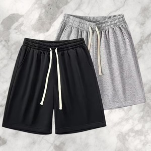 Pantalones cortos informales de color verde menta para hombre, pantalones cortos de algodón suave con cordón, ropa de verano para estar en casa y para el gimnasio, para comodidad diaria, talla grande, cómodos - Product Image 4