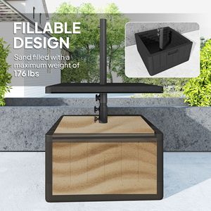 Plateau de table d'extérieur robuste 3-en-1, capacité de 175 lb. Table d'appoint de jardin avec bac à plantes intégré, cadre en acier et plateau en bois, avec trou de drainage, pour usage extérieur - Product Image 5