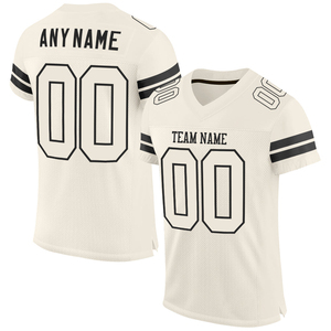 เสื้อฟุตบอลอเมริกันแบบสั่งทำพิเศษ OEM พร้อมงานปัก ไซส์ใหญ่สำหรับผู้ใหญ่ ป้องกันแบคทีเรีย ระบายอากาศได้ดี แห้งเร็ว คอวี - Product Image 1