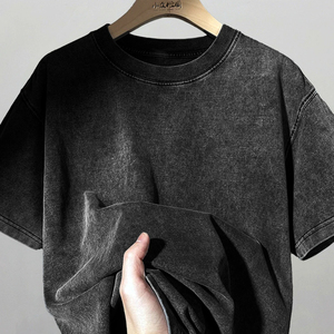 เสื้อยืดโอเวอร์ไซส์ผ้าถักย้อมสีแบบแอซิดวอชสำหรับผู้ชายรุ่นใหม่ล่าสุด แห้งเร็ว สกรีนโลโก้ด้านหน้าได้ 100% ผ้าฝ้าย สตรีทแวร์ คุณภาพดีที่สุด บริการเยี่ยม - Product Image 1