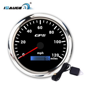 110mm 12V 24V Electrical <b>GPS</b> <b>Speedometer</b> 0 - 120 Mph ODOMETER White LED Black Faceplate Chrome Rim <b>Gps</b> Sensor Car Marine Ship - Product Image 1