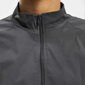 Ensemble de survêtement gris foncé en polyester pour homme – Veste zippée et pantalon de jogging – Tenue décontractée d'automne – Couleur unie – Conception respirante - Product Image 3