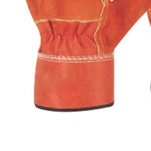 Gants de travail en cuir de vachette orange avec double renfort, pouce volanté, anti-coupure, pour soudure et usage industriel hivernal - Product Image 5