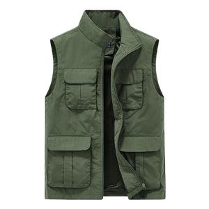 Chaleco de algodón con bolsillos grandes de color liso, estilo retro urbano, chaqueta acolchada para exteriores, top sin mangas con cuello alto funcional. - Product Image 4