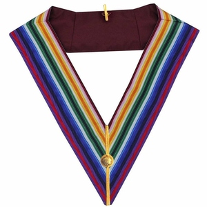 Cuello de terciopelo bordado a mano Royal Ark Mariner para oficiales, con rayas multicolor, insignia masónica para uso ceremonial. - Product Image 1