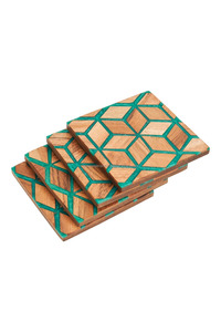 Quality Handicrafts <b>Wood</b> Resin Coasters <b>Placemats</b> 10x10cm Reusable Southeast Asia Style Multi Color Customized Packaging Hotels - Product Image 6