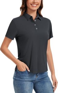 Polo de Manga Corta Azul Claro para Mujer, Tejido de Poliéster, Casual, Transpirable, Largo Regular, Color Sólido, OEM ODM, Superventas - Product Image 3