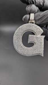 Iced Out 925 <b>Silver</b> <b>Charm</b> Pendant With VVS Moissanite Diamond Micro Pave Setting Unisex Every Day Wear <b>Charm</b> Pendant - Product Image 5