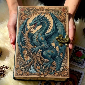 Diario de Cuero Vintage Dragon, Libro de Sombras, Grimorio, Diario de Escritura de Cuero Genuino Hecho a Mano, Cuaderno de Regalo de Fantasía - Product Image 6