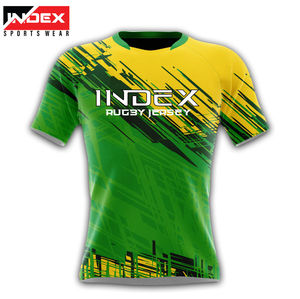 Camiseta de Rugby INDEX para Hombre, Manga Corta, Rayas Sublimadas, Poliéster, Cuello Redondo Ajustado, Absorbe la Humedad, Ropa para Todas las Temporadas - Product Image 5