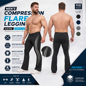 Custom Printed <b>Flare</b> <b>Leggings</b> Men Elastic Waist Gym Fitness Pants Men Yoga Wear Compression Trousers Men Plus Size <b>Flare</b> <b>Legging</b> - Product Image 3