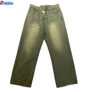 Prix abordable Streetwear Jeans empilés pour homme, taille haute élastique, coupe baggy, jambe large, coupe droite longue, délavé - Product Image 1