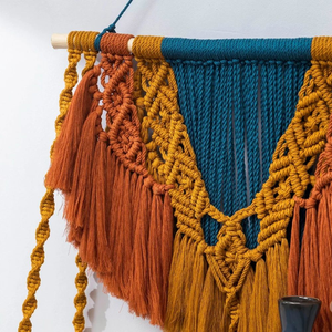 Peacock Design Multicolour Macrame Wall Hanging <b>Shelf</b> Handmade Decorative Storage Rack for Living Room Bedroom Home Decor - Product Image 5