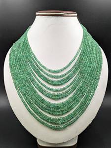 9 Strand Natural Zambian Emerald Faceted Rondelle 925 <b>Silver</b> AAA+ Necklace 3-5mm Luxury Wedding Wear Gemstone Jewelry 17-25 Inch - Product Image 3
