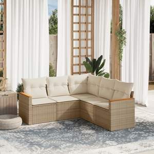 Set Divano da Giardino in Rattan PE Beige con Struttura in Acciaio Verniciato a Polvere, 100% Poliestere, Arredamento da Giardino Elegante e Durevole - Product Image 1