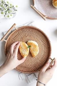 Bandejas de servicio de ratán natural hechas a mano, bandeja decorativa ecológica para uso doméstico y hotelero - Product Image 6