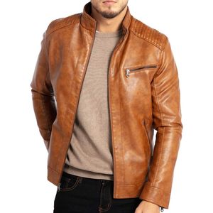 Veste en cuir véritable pour homme 2025, ODM, col montant, veste en similicuir légère, taille XS, teinture unie, technique - Product Image 2