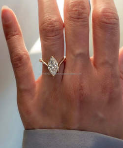 Igi/gia แล็บตัดเพชรวินเทจ14K สีเหลืองแหวนแต่งงาน/งานหมั้นใส่ได้ทั้งชายและหญิงสีขาวทองคุณภาพดีสำหรับงานปาร์ตี้ครบรอบ-คุ้มค่า - Product Image 1