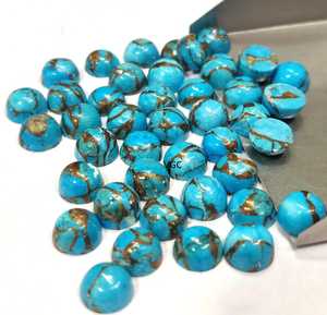 Turquesa Azul Cobre Redonda Cabujón con Base Plana 3mm Suelta Calidad AAA - Product Image 1