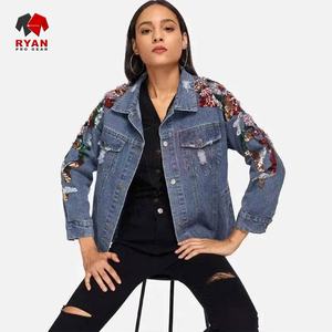 Ryan Pro Gear <b>Customized</b> <b>Denim</b> <b>Jacket</b> For Women Breathable and Comfortable Fabric with <b>Customized</b> Logo OEM Design - Product Image 1