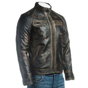 OEM Manufacturer Wholesale Men Leather <b>Jacket</b> Solid Pattern Classic Real Genuine Leather <b>Biker</b> Leather <b>Jacket</b> - Product Image 1