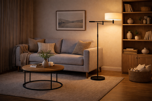 Lámpara de Pie LED de Metal Forjado con Pantalla de Tela para Interiores, Altura Ajustable, Diseño Minimalista para Sala de Estar, Venta Caliente, Envío Directo - Product Image 5