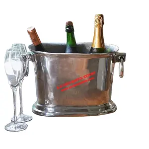 כסף מצופה כיכר צורת שמפניה יין קרח דלי כיכר צורת באר עבור הבר בציר נראה יין דלי