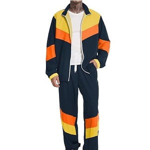 Hot Selling OEM Custom Men's <b>Twins</b> Windbreaker Trouser <b>Set</b> Workout Running Joggers <b>Set</b> Color block Windbreaker 2pcs <b>Set</b> For Mens - Product Image 3