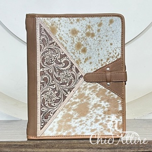 Porte-documents en cuir de vachette véritable avec fermeture éclair, organiseur à anneaux, bloc-notes et organiseur professionnel – Vente en gros - Product Image 1