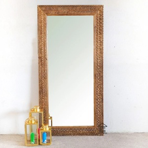 Rectangular Wooden Wall <b>Mirror</b> with Carved Frame Shabby Chic Design Handmade Decorative <b>Mirror</b> for Entryway or Bedroom - Product Image 2