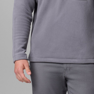Men's Gray Quarter Zip Fleece Pullover Sweatshirt Regular Fit Solid Color O-Neck Casual Autumn Wear 100% Cotton Anti-Pilling - Product Image 5
