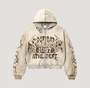 โรงงานผลิตเสื้อฮู้ดดี้โอเวอร์ไซส์ ผ้าฝ้าย 100% เฟรนช์เทอร์รี่ สตรีทแวร์ ยูนิเซ็กส์ ลายพิมพ์ดิสเทรส โลโก้ด้านหน้า ทรงพอดีตัวสำหรับฤดูใบไม้ร่วง - Product Image 2