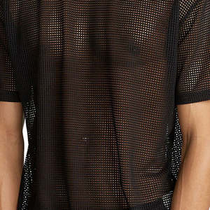 Camiseta de malla transparente holgada y transpirable para hombre, con cuello redondo, para gimnasio y entrenamiento al aire libre, estilo veraniego. - Product Image 4