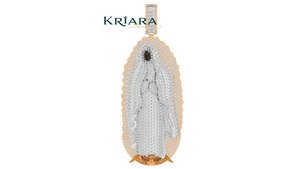 Pendentif Vierge Marie en Argent 925 et Or 18 carats avec Diamant de laboratoire taille brillant rond couleur D, Bijou unisexe religieux - Product Image 3