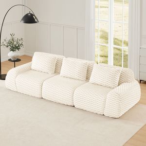 Divano Sezionale Modulare Moderno 114 in Tessuto Flanella, Oversize a 3 Posti con Seduta Profonda, Senza Struttura con Fibbia C per Soggiorno - Product Image 1