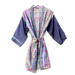 Kimono Vintage en Soie Cousu à la Main Kimono Sari en Soie pour Femmes - Product Image 1