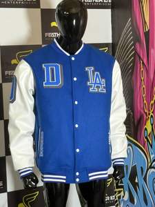 Chaqueta Varsity de Chenilla Bordada Personalizada de Alta Calidad ODM OEM, Cuerpo de Lana, Mangas de Cuero PU, Chaqueta Letterman de Béisbol para Hombre - Product Image 6