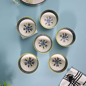 Premium Handpainted Bohemian Ceramic Bowls <b>Set</b> of 6 <b>Microwave</b> Oven Safe Eco-Friendly Pasta Bowls Design - Product Image 4
