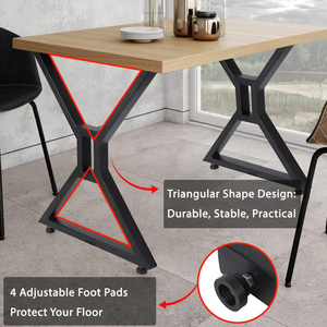 Pieds de table à manger carrés en acier inoxydable robustes de style mid-century - Installation facile - Binh Phuoc - Salon - Bureau à domicile - EDPTBL000 - Product Image 1