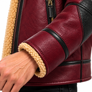 Wholesale Custom Biker Leather Jacket Mens <b>Real</b> <b>Sheepskin</b> Vintage Classic Leather <b>Coat</b> Winter Warm Casual Outerwear Apparel - Product Image 5