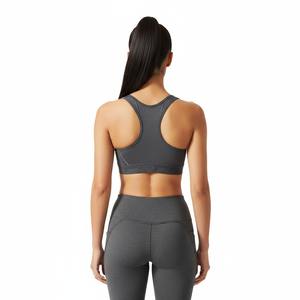 High-Performance Seamless <b>Racerback</b> Sports <b>Bra</b>-Breathable Simple Design Front Logo Moisture-Wicking High- Athletic Wear - Product Image 2